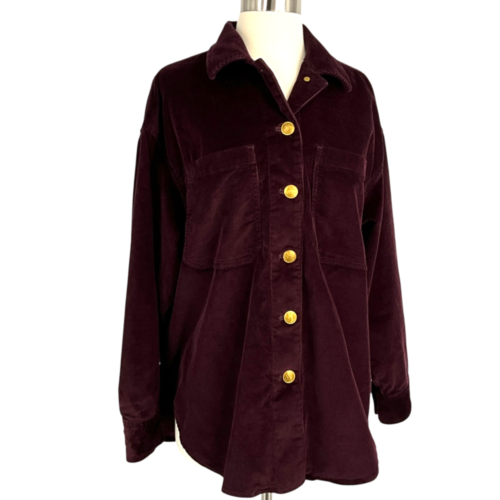 rag & bone Lory Corduroy Shirt Jacket Burgundy Shacket Oversized Size Small S - Picture 7 of 10